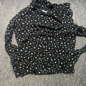 Reformation Floral Black Button-Up Blouse